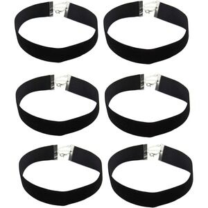 12 Pack Black Velvet 1 inch Choker Necklaces with Silver Tone Chain Extenders XL